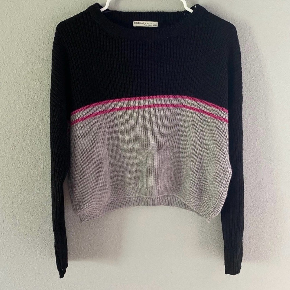 Pull & Bear Striped Knit‎ Sweater Preppy Streetwear Academia Normcore Minimal - Picture 2 of 4
